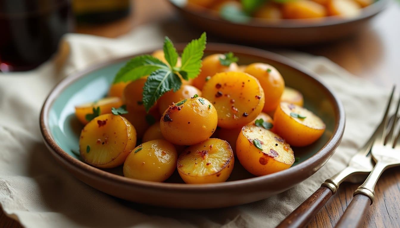 Berbere-Grilled New Potatoes with Stinging Nettle Pesto and Charred Spring Peas